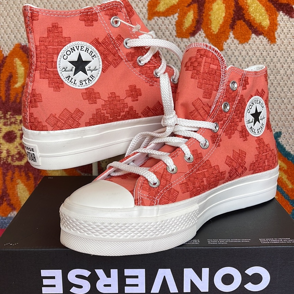 Converse Coral High-Top Platform Sneakers